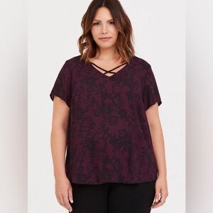 Torrid Georgette Criss Cross Front Blouse Purple Size 2 (2XL) EUC